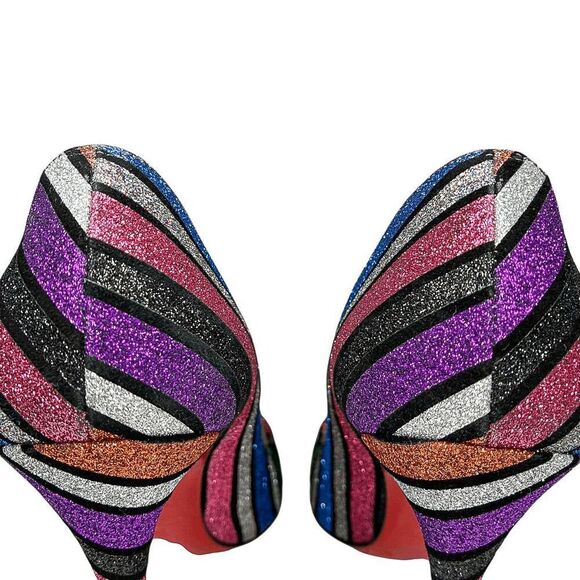 CHRISTIAN LOUBOUTIN So Kate 120 Strass crystal blue yellow  Christian Louboutin So Kate 120 Stripy Rainbow Glitter Heels Size 39 Pumps